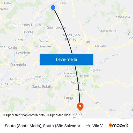 Souto (Santa Maria), Souto (São Salvador) e Gondomar to Vila Verde map