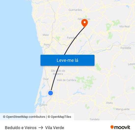 Beduído e Veiros to Vila Verde map