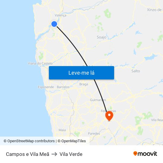 Campos e Vila Meã to Vila Verde map