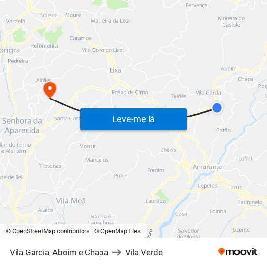 Vila Garcia, Aboim e Chapa to Vila Verde map