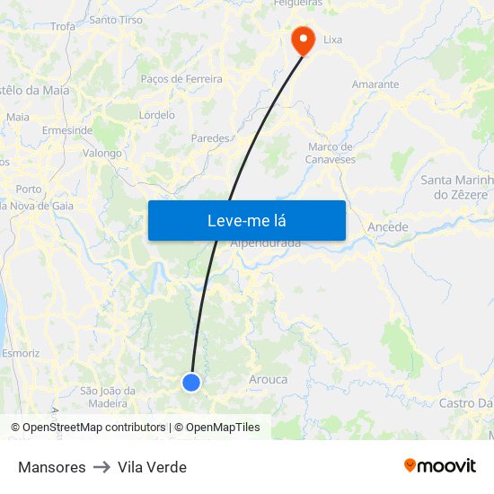 Mansores to Vila Verde map