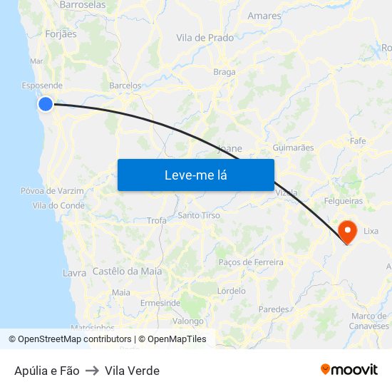 Apúlia e Fão to Vila Verde map