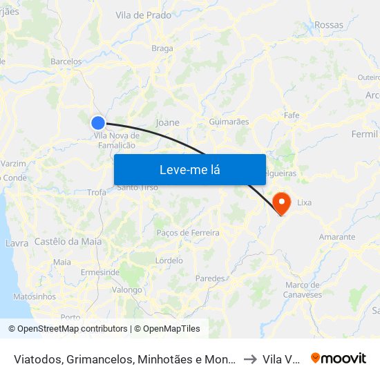 Viatodos, Grimancelos, Minhotães e Monte de Fralães to Vila Verde map