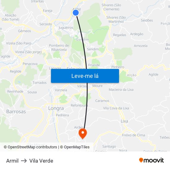 Armil to Vila Verde map