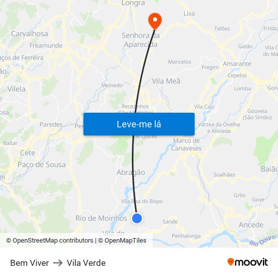 Bem Viver to Vila Verde map