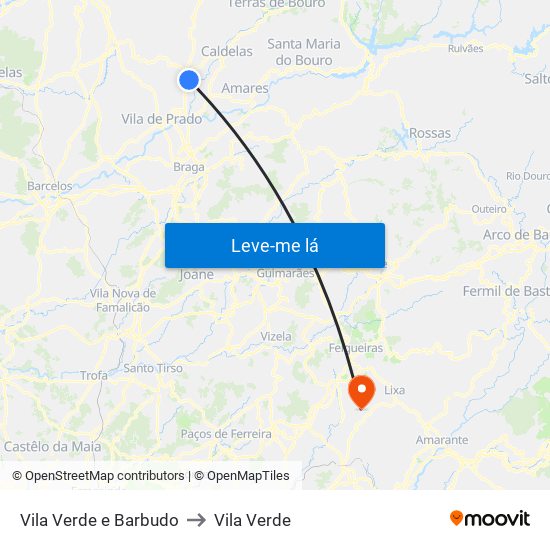 Vila Verde e Barbudo to Vila Verde map