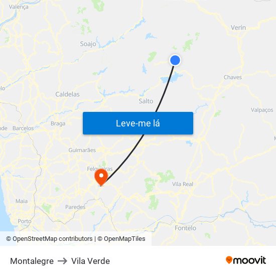 Montalegre to Vila Verde map
