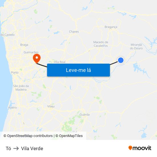 Tó to Vila Verde map