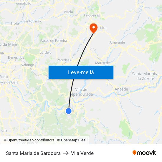 Santa Maria de Sardoura to Vila Verde map