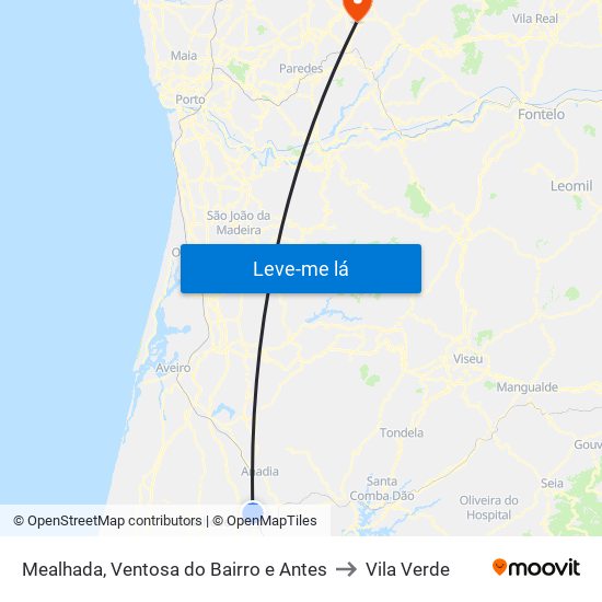 Mealhada, Ventosa do Bairro e Antes to Vila Verde map