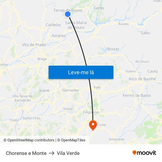 Chorense e Monte to Vila Verde map