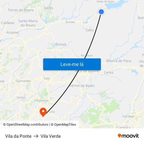 Vila da Ponte to Vila Verde map