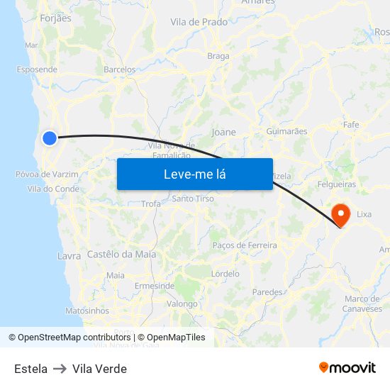 Estela to Vila Verde map