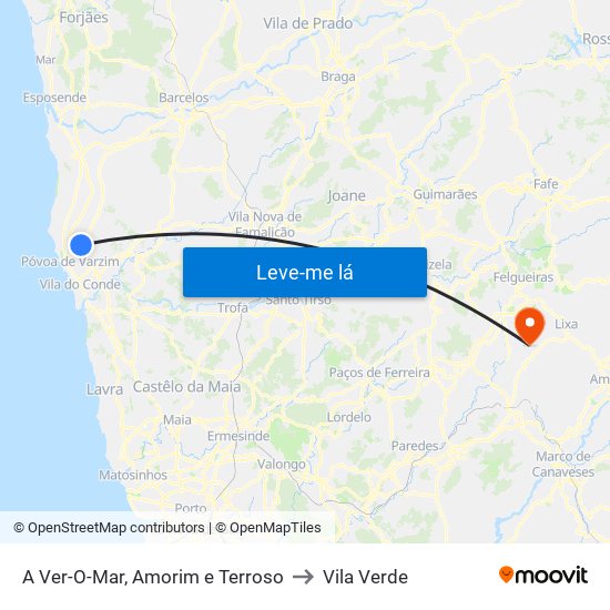 A Ver-O-Mar, Amorim e Terroso to Vila Verde map