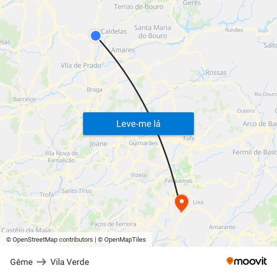 Gême to Vila Verde map