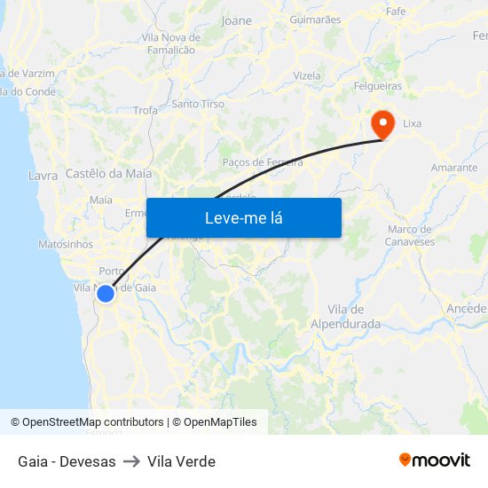 Gaia - Devesas to Vila Verde map