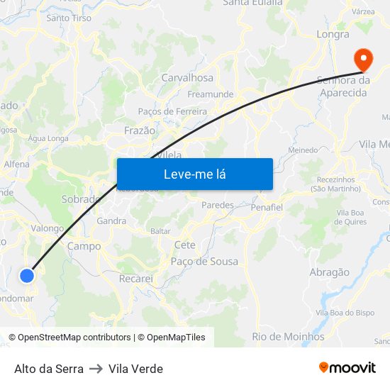 Alto da Serra to Vila Verde map