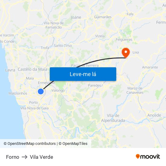 Forno to Vila Verde map