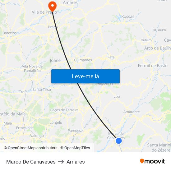Marco De Canaveses to Amares map