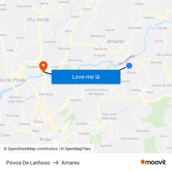 Póvoa De Lanhoso to Amares map