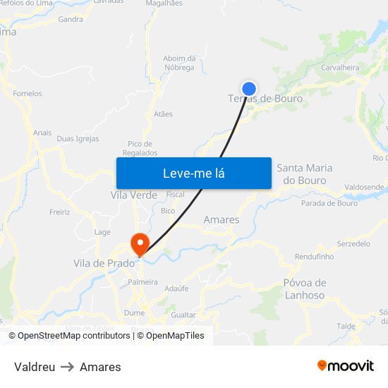 Valdreu to Amares map