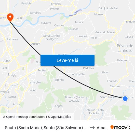 Souto (Santa Maria), Souto (São Salvador) e Gondomar to Amares map