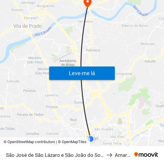 São José de São Lázaro e São João do Souto to Amares map