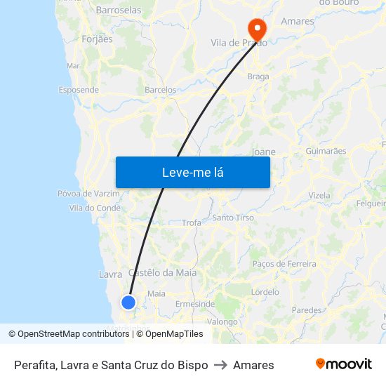 Perafita, Lavra e Santa Cruz do Bispo to Amares map