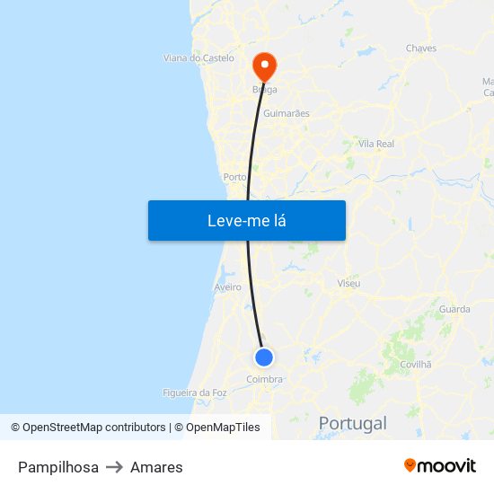 Pampilhosa to Amares map