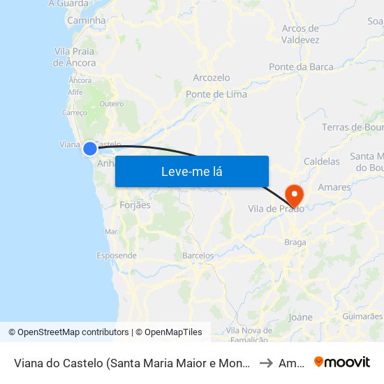 Viana do Castelo (Santa Maria Maior e Monserrate) e Meadela to Amares map