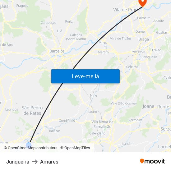 Junqueira to Amares map