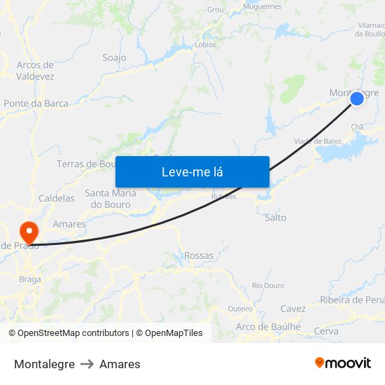 Montalegre to Amares map