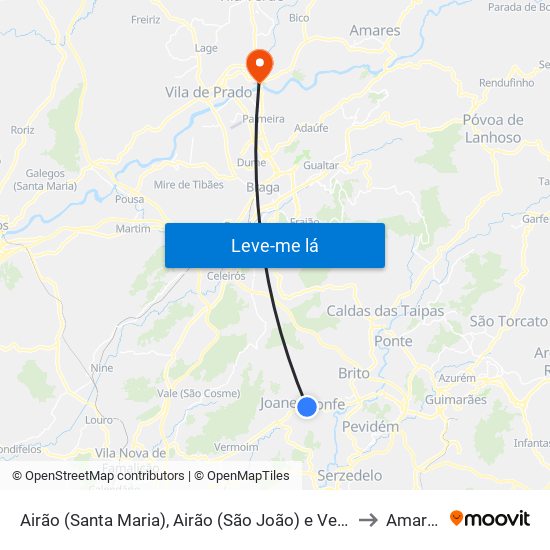 Airão (Santa Maria), Airão (São João) e Vermil to Amares map
