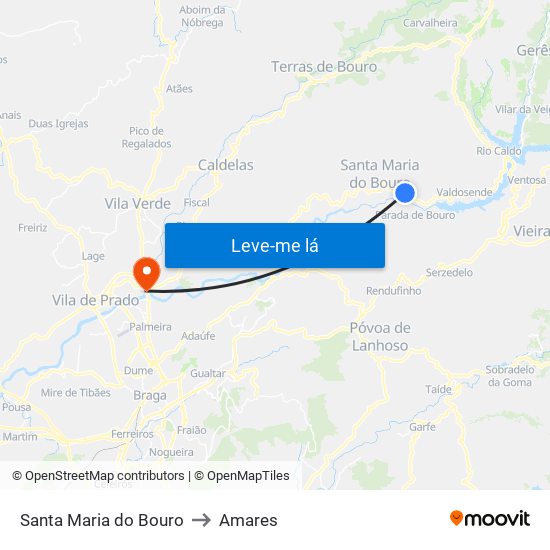 Santa Maria do Bouro to Amares map