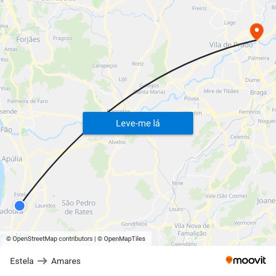 Estela to Amares map