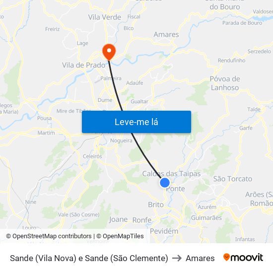 Sande (Vila Nova) e Sande (São Clemente) to Amares map
