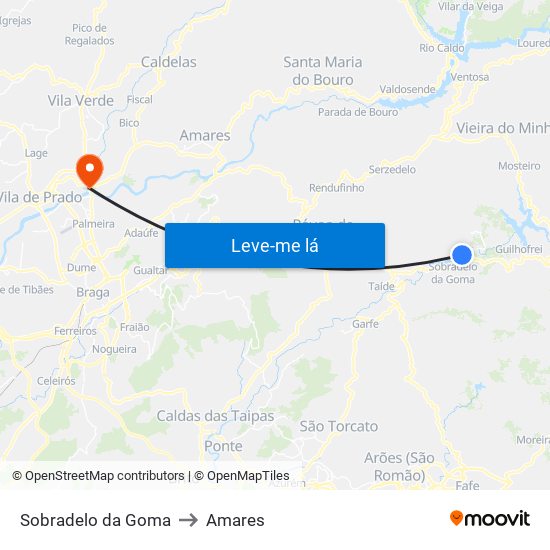 Sobradelo da Goma to Amares map