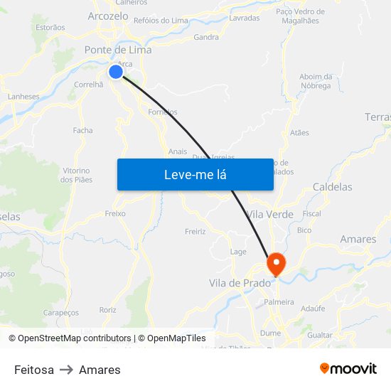 Feitosa to Amares map