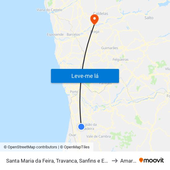Santa Maria da Feira, Travanca, Sanfins e Espargo to Amares map