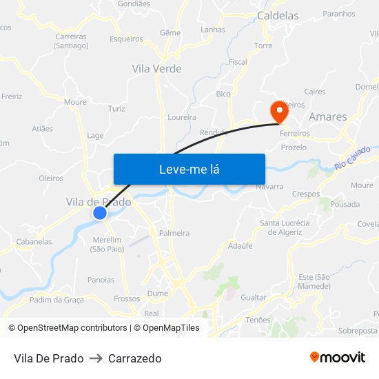 Vila De Prado to Carrazedo map