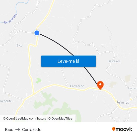Bico to Carrazedo map