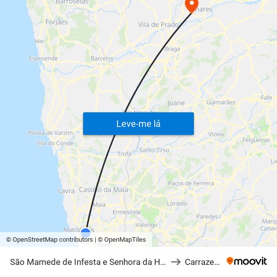 São Mamede de Infesta e Senhora da Hora to Carrazedo map