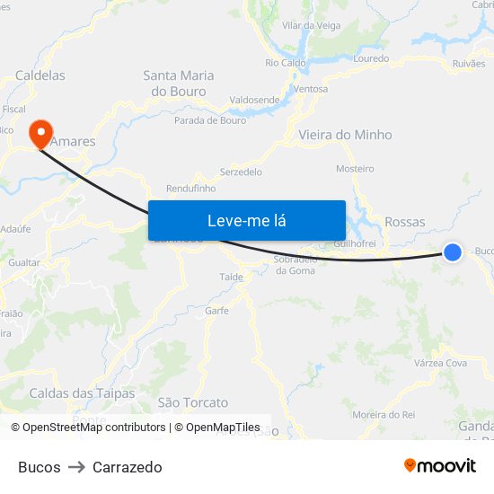 Bucos to Carrazedo map