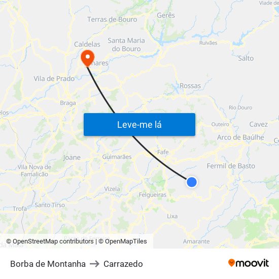 Borba de Montanha to Carrazedo map
