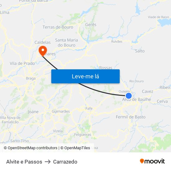 Alvite e Passos to Carrazedo map