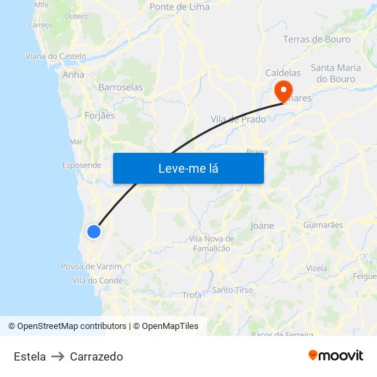 Estela to Carrazedo map