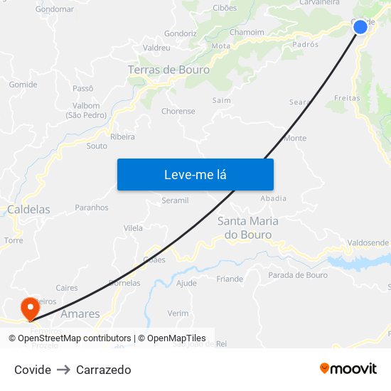 Covide to Carrazedo map