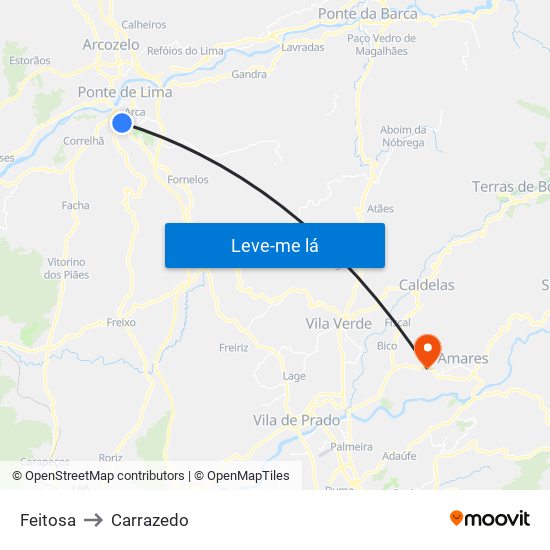 Feitosa to Carrazedo map