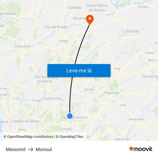 Meixomil to Monsul map
