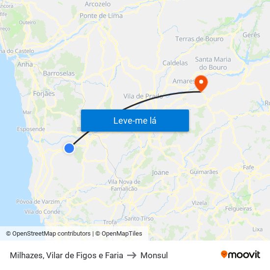 Milhazes, Vilar de Figos e Faria to Monsul map